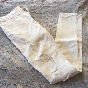 SHEIN White Ripped Skinny Jeans
